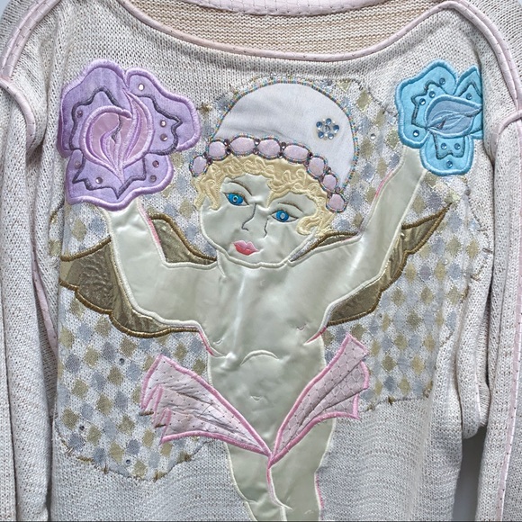 Vintage 1980s Cupid Angel Baby Sweater, Size M - Picture 2 of 7